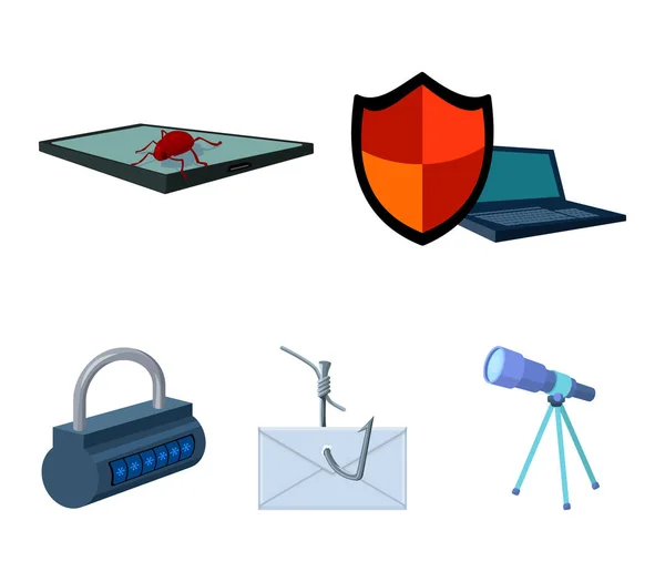 Hacker, sistema, conexión .Hackers y hacking conjunto de iconos de la colección en el estilo de dibujos animados vector símbolo stock ilustración web . — Vector de stock