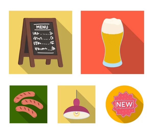 Restaurante, cafetería, cerveza, vidrio .Pub conjunto de iconos de la colección en el estilo plano vector símbolo stock ilustración web . — Vector de stock