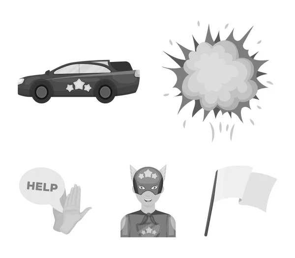 Explosión, fuego, humo y otro icono web en estilo monocromo.Superman, superfuerza, grito, iconos en la colección de conjuntos . — Vector de stock