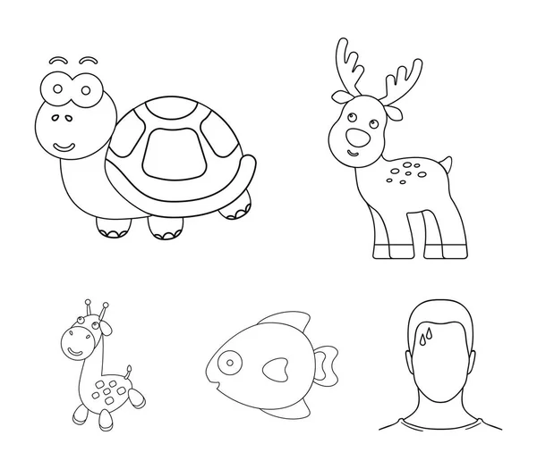 Нереалистичный очертания животных иконы в наборе коллекции для дизайна. Векторные символы игрушек . — стоковый вектор