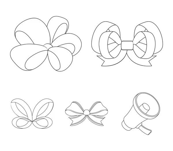 Plantes ornementales, friperie, parures et autres icônes web dans le style contour. Arc, ruban, décoration, icônes dans la collection set . — Image vectorielle