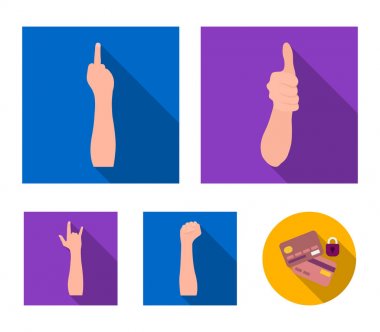 İşaret dili set koleksiyonu tasarım için düz simgeler. Duygusal iletişim vektör simge stok web illüstrasyon parçası.