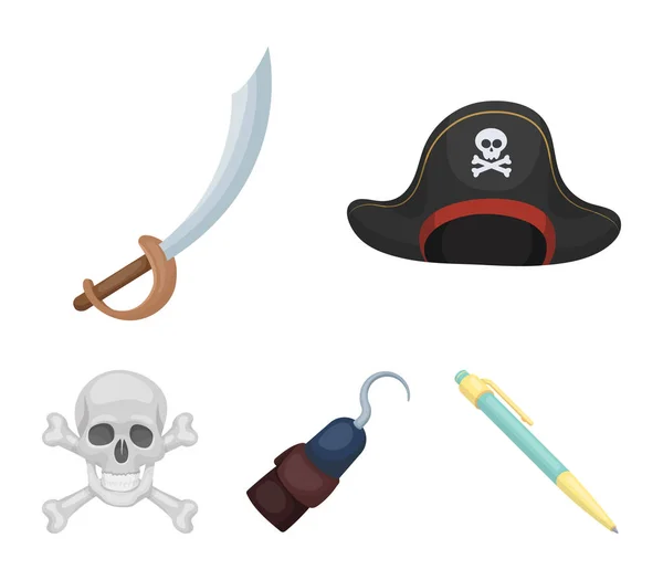 Pirata, bandido, gorra, gancho .Pirates conjunto de iconos de la colección en el estilo de dibujos animados vector símbolo stock ilustración web . — Vector de stock