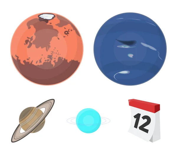 Neptune, Mars, Saturne, Uranus du système solaire. Planètes ensemble icônes de collection dans le style de dessin animé vectoriel symbole illustration web . — Image vectorielle