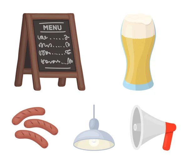 Restaurante, cafetería, cerveza, vidrio .Pub conjunto de iconos de la colección en el estilo de dibujos animados vector símbolo stock ilustración web . — Vector de stock