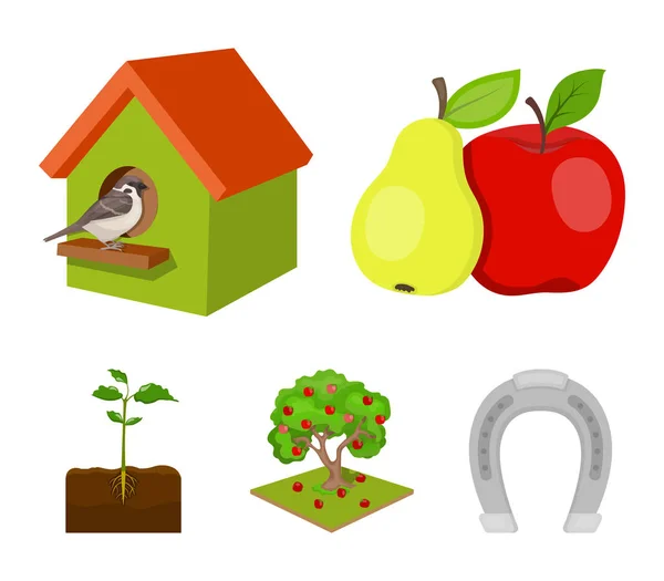 Jardin, agriculture, nature et autres icônes web en style dessin animé. Plante, racine, tige, icônes dans la collection set . — Image vectorielle
