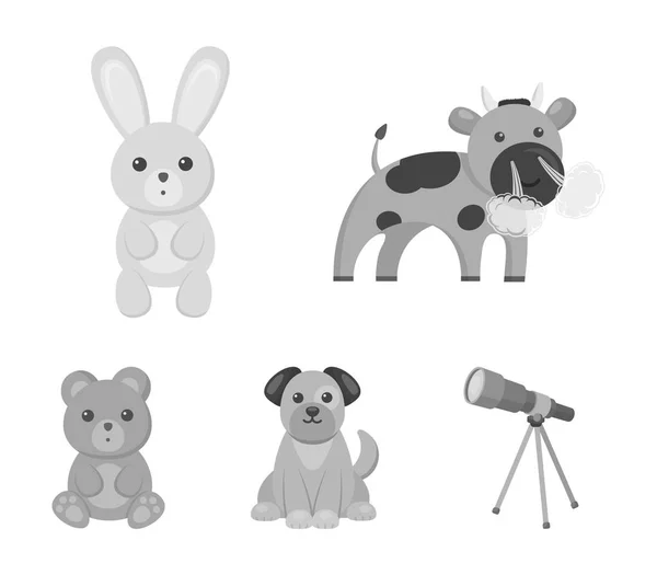 Une irréaliste monochrome animaux icônes dans la collection ensemble pour le design. Jouet animaux vecteur symbole stock web illustration . — Image vectorielle