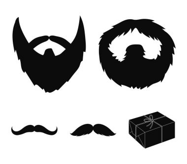 Bıyık ve sakal, saç set koleksiyonu tasarım için simgeler siyah. Şık saç kesimi vektör simge stok web çizimi.