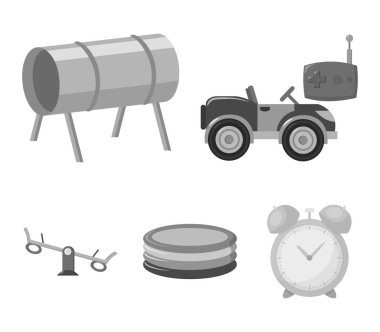 Telsiz kontrolü, tünel, trambolin, salıncak için makine. Bahçesi toplama simgeler tek renkli stil vektör simge stok çizim web içinde ayarla..