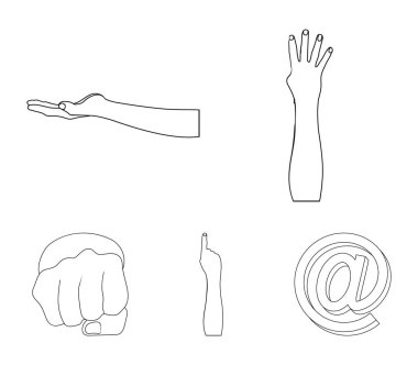 Set koleksiyonu tasarım için işaret dili anahat simgeleri. Duygusal iletişim vektör simge stok web illüstrasyon parçası.