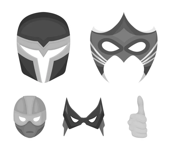 Maske auf Kopf und Augen. Superheldenmaske Set Sammlung Symbole im monochromen Stil Vektor Symbol Stock Illustration Web. — Stockvektor