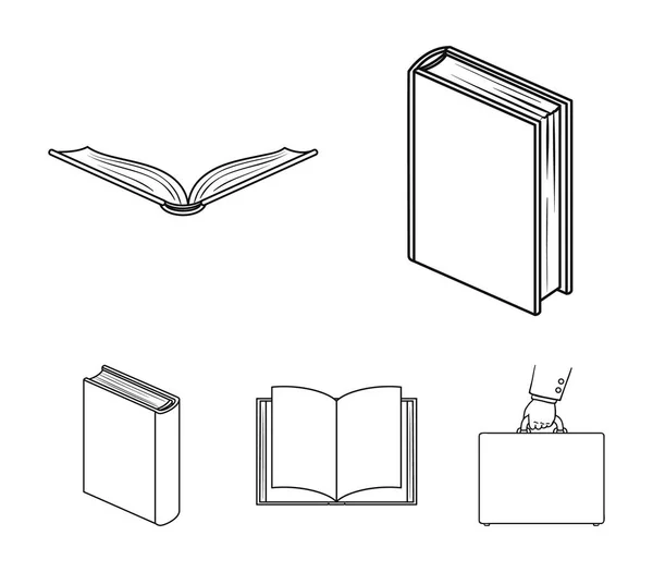 Verschillende soorten boeken. Boeken collectie iconen in omtrek stijl vector symbool stock illustratie web instellen. — Stockvector