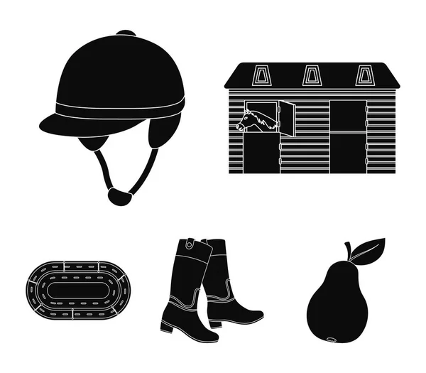 Boots, grass, stadium, track, rest .Hippodrome and horse set collection icons in black style vector symbol stock illustration web. — Stock Vector