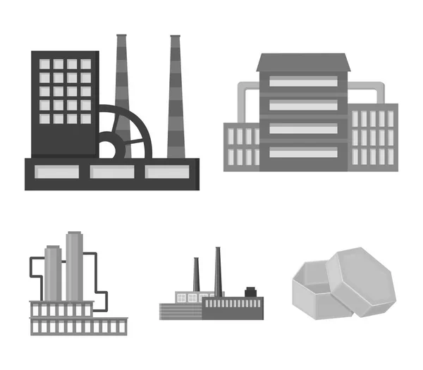 Indústria, production.Factory conjunto coleção ícones em estilo monocromático símbolo vetorial estoque ilustração web . — Vetor de Stock