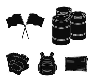 Koruyucu yelek, eldiven ve diğer ekipmanlar. Paintball tek simge siyah stil vektör simge stok çizim web içinde.