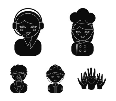 Cook, operatör, itfaiyeci, sanatçı. Meslek toplama simgeler karikatür tarzı vektör simge stok çizim web içinde ayarla..