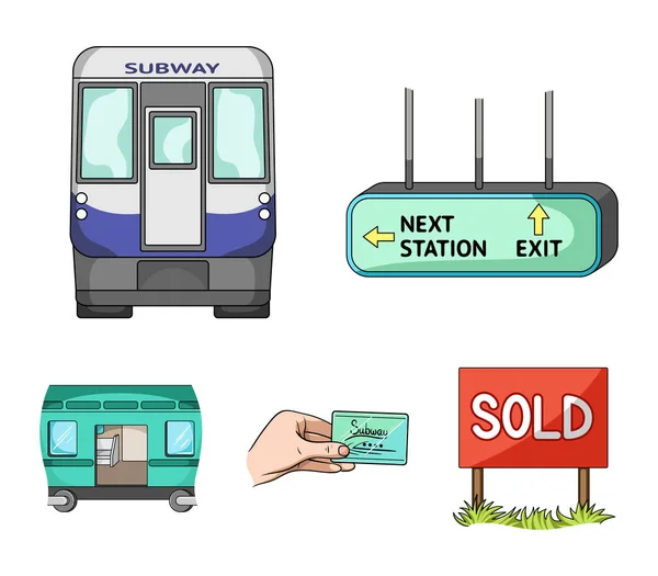 Transporte, público, tren y otro icono web en estilo de dibujos animado.Equipo, atributos, iconos de mecanismo en la colección de conjuntos . — Archivo Imágenes Vectoriales