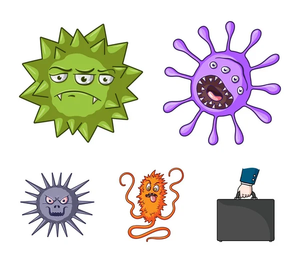 不同类型的微生物和病毒。病毒和细菌集合图标卡通风格矢量符号股票插画网站. — 图库矢量图片