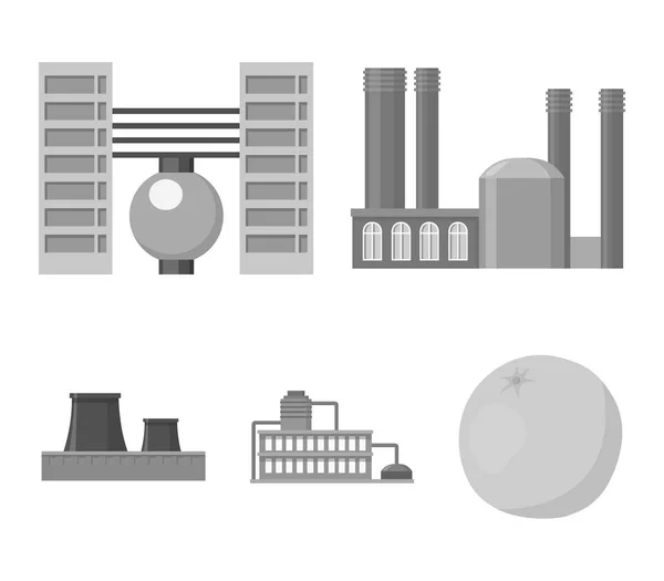 Indústria, production.Factory conjunto coleção ícones em estilo monocromático símbolo vetorial estoque ilustração web . — Vetor de Stock