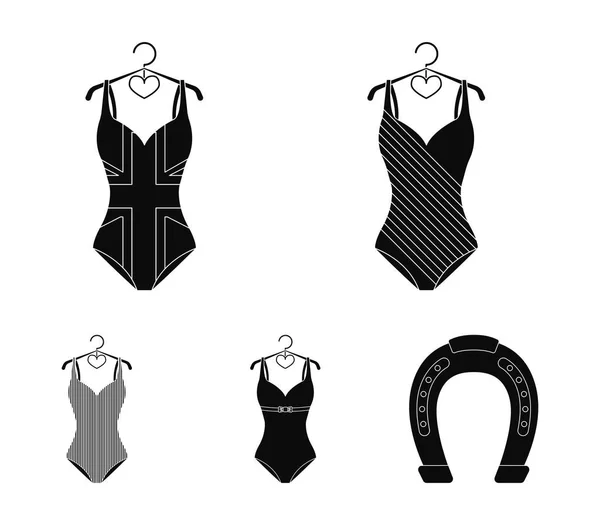 Diferentes tipos de trajes de baño. Trajes de baño conjunto colección iconos en negro estilo vector símbolo stock ilustración web . — Archivo Imágenes Vectoriales