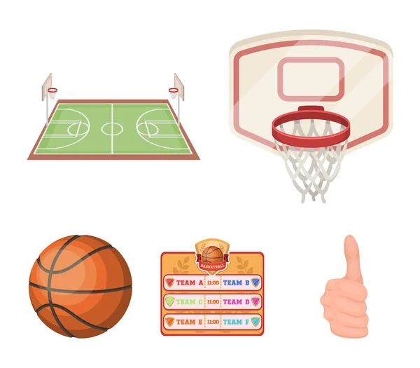 Basketball and attributes cartoon icons in set collection for design.Basketball player and equipment vector symbol stock web illustration. — Stock Vector