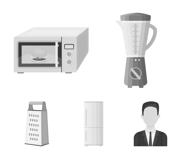 Кухонное оборудование монохромные иконы в наборе коллекции для дизайна. Векторные изображения векторных символов кухни и аксессуаров . — стоковый вектор