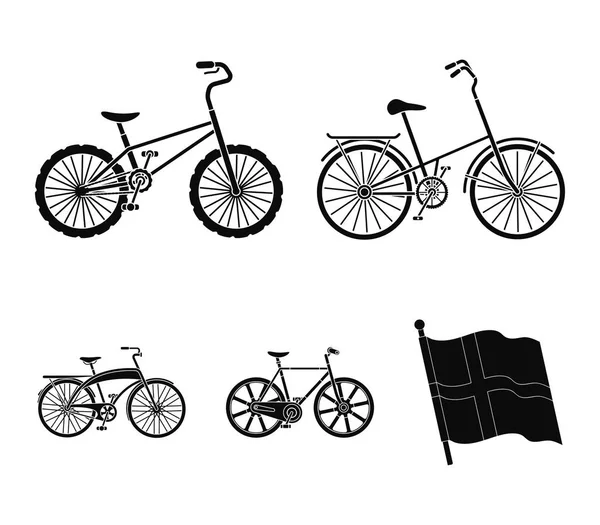 Childrens bicycle and other kinds.Different bicycles set collection icons in black style vector symbol stock illustration web. — Stock Vector