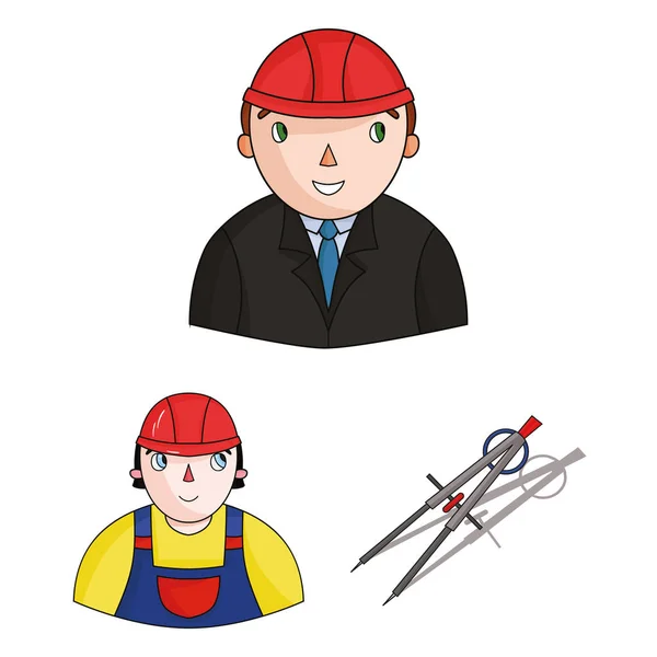 Architectuur en constructie cartoon pictogrammen in set collectie voor design. Architect en apparatuur symbool voorraad web vectorillustratie. — Stockvector