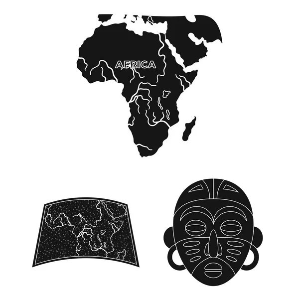 Ícones negros Safari Africano na coleção de conjuntos para design. Troféus e equipamentos para ilustração web de símbolos vetoriais Safari . —  Vetores de Stock