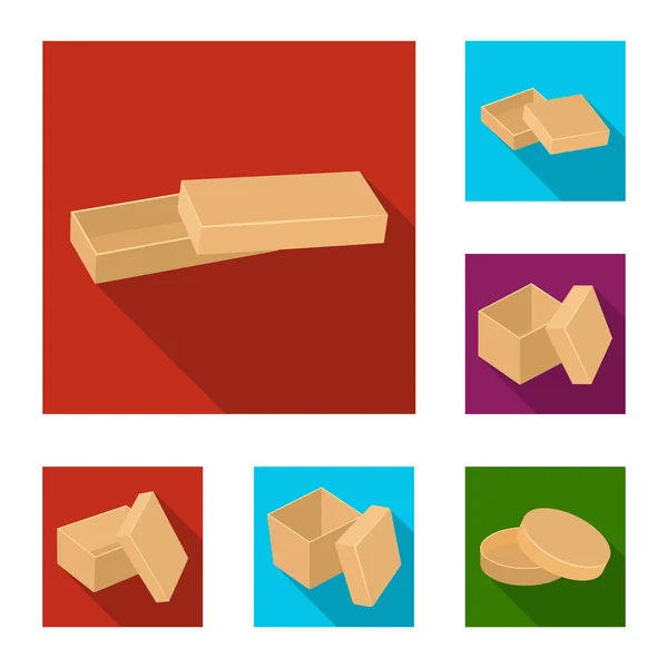 Різні коробки плоских піктограм у наборі для дизайну. Упаковка коробки векторний символ стокової веб-ілюстрації . — стоковий вектор
