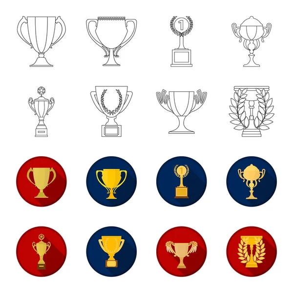 Esquema de la Copa de Oro, iconos del flet en la colección de conjuntos para el diseño. Ganadores Copa vector símbolo stock web ilustración . — Vector de stock