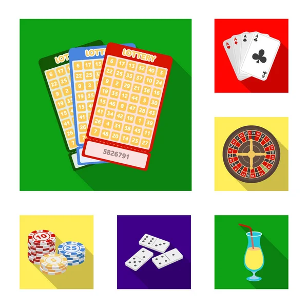 Casino en gokken plat pictogrammen in set collectie voor design. Casino en apparatuur symbool voorraad web vectorillustratie. — Stockvector