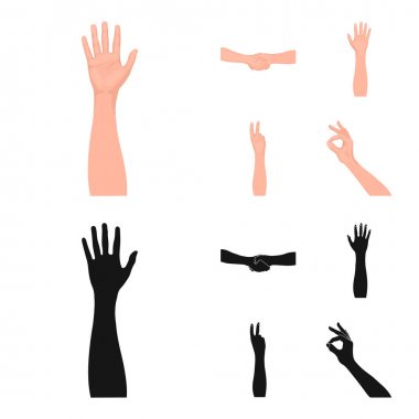 Set koleksiyonu tasarım için işaret dili çizgi film, siyah simgeler. Duygusal iletişim vektör simge stok web illüstrasyon parçası.