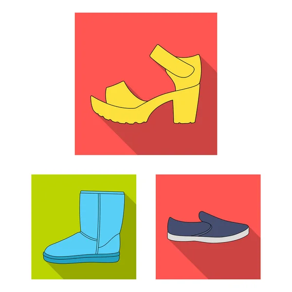 Inne buty płaskie ikony w kolekcja zestaw do projektowania. Męskie i damskie buty symbol web czas ilustracja wektorowa. — Wektor stockowy