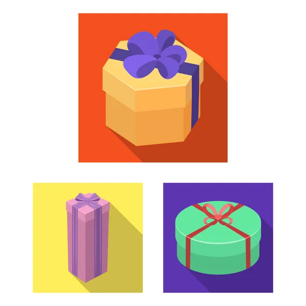 Gift and packing flat icons in set collection for design.Colorful packing vector symbol stock web illustration. — Stock Vector