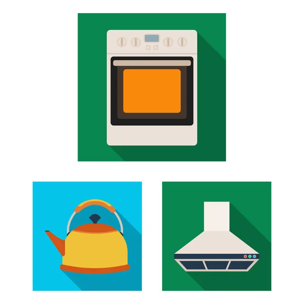 Кухонне обладнання плоскі значки в наборі колекції для дизайну. Кухня та аксесуари Векторний символ стокова веб-ілюстрація . — стоковий вектор