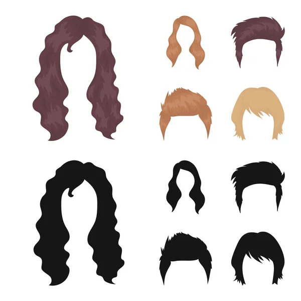 Moustache et barbe, dessins animés coiffures, icônes noires dans la collection set pour le design. Élégante coupe de cheveux vectoriel symbole stock illustration web . — Image vectorielle