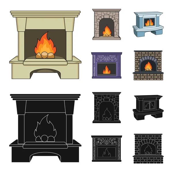 Fuego, calidez y confort.Chimenea conjunto de iconos de la colección en la historieta, negro estilo vector símbolo stock ilustración web . — Vector de stock