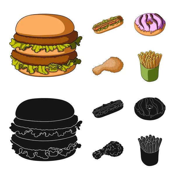Rychle, jídlo, jídlo a další webové ikony ve stylu komiksu, černá. Hamburger, buchta, mouka, ikony v kolekce sady. — Stockový vektor