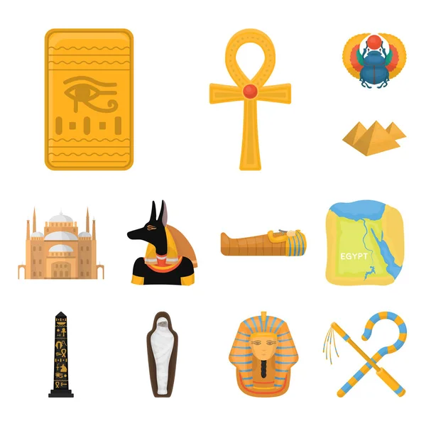 Iconos de dibujos animados del Antiguo Egipto en la colección de conjuntos para el diseño. El reinado de Faraón vector símbolo stock web ilustración . — Vector de stock