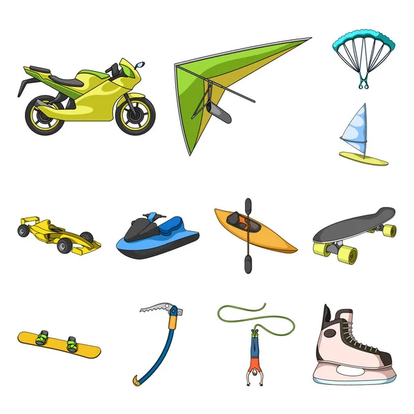 Extreme sport cartoon icons in set collection for design.Different kinds of sports vector symbol stock web illustration.