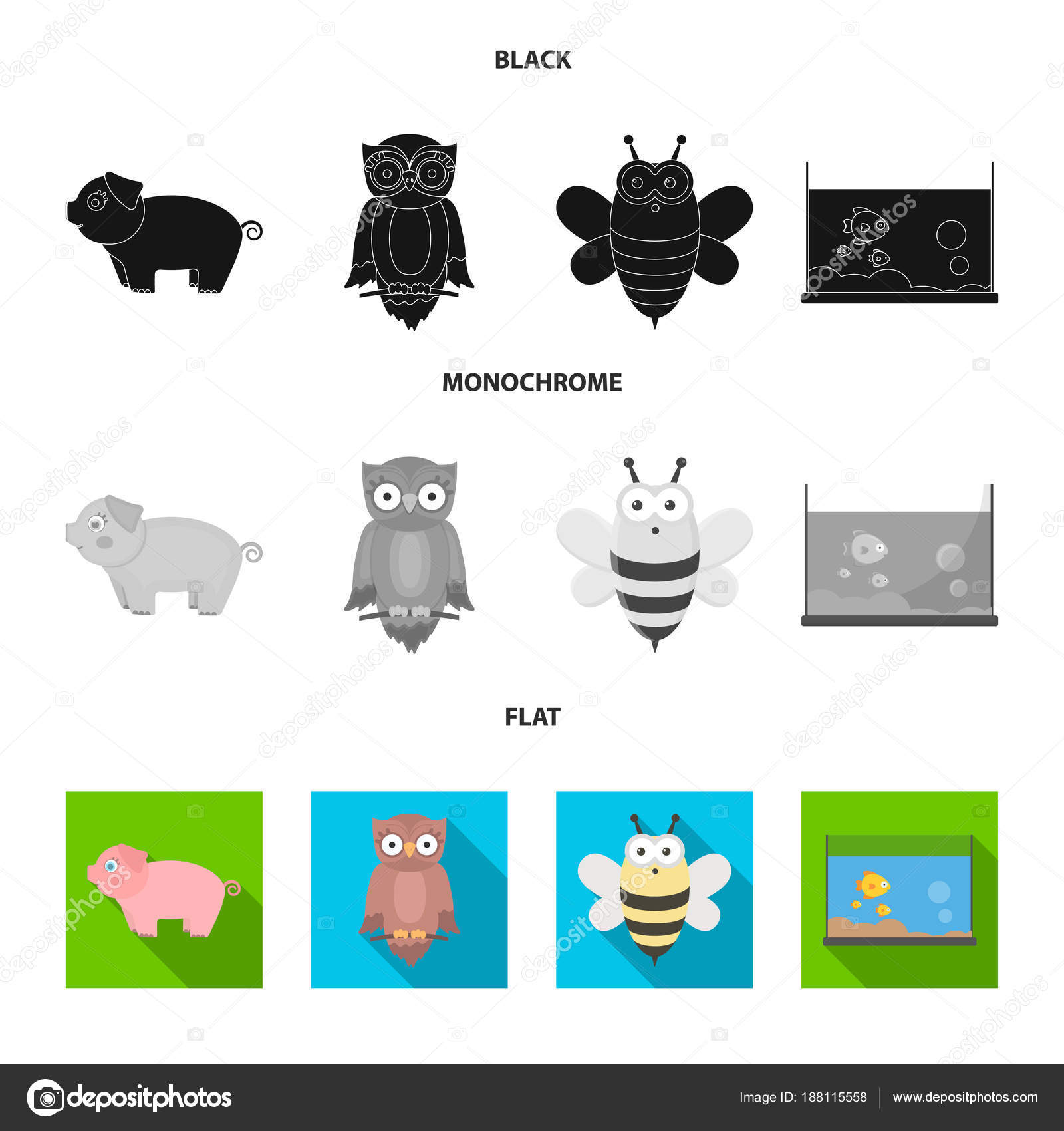非現実的な黒のフラット 白黒の動物アイコンは デザインのコレクションを設定します おもちゃの動物のベクトル シンボル ストック Web イラスト ストックベクター C Pandavector
