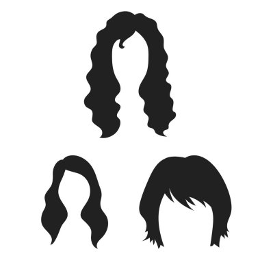 Bıyık ve sakal, saç set koleksiyonu tasarım için simgeler siyah. Şık saç kesimi vektör simge stok web çizimi.
