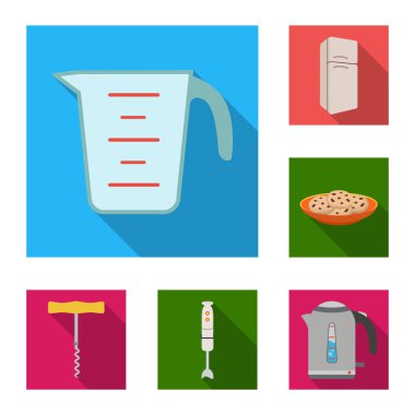Mutfak ekipmanları set koleksiyonu tasarım için düz simgeler. Sembol stok web illüstrasyon vektör mutfak ve aksesuarları.