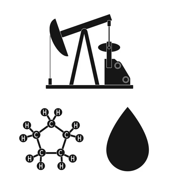 Iconos negros de la industria petrolera en la colección de conjuntos para el diseño. Equipo y producción de aceite vector símbolo stock web ilustración . — Vector de stock