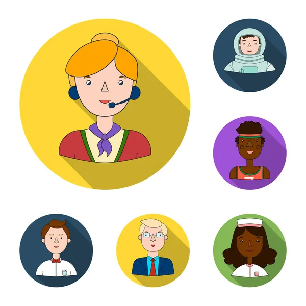 People of different professions flat icons in set collection for design. Worker and specialist vector symbol stock web illustration. — Stock Vector