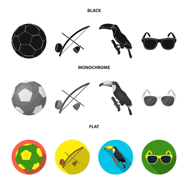 Brazil, country, ball, football . Brazil country set collection icons in black, flat, monochrome style vector symbol stock illustration web.