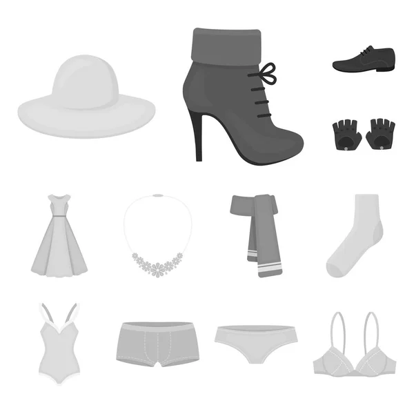 Vêtements et accessoires icônes monochromes dans la collection set pour le design. Chaussures et décoration vectoriel symbole stock web illustration . — Image vectorielle