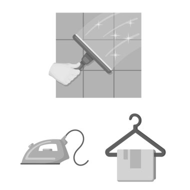 Temizlik ve hizmetçi tek renkli simgeler set koleksiyonu tasarım için. Vektör simge stok web illüstrasyon Temizleme için donatım.