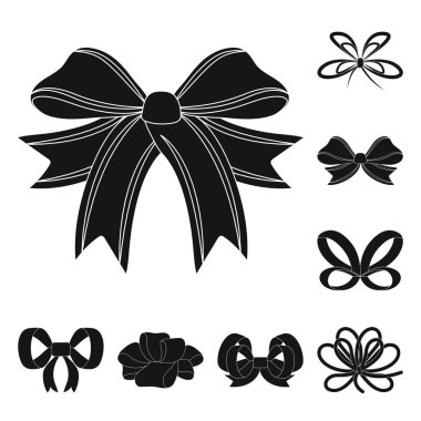 Çok renkli yay set koleksiyonu tasarım için simgeler siyah. Dekorasyon vektör simge stok web çizim için yay.